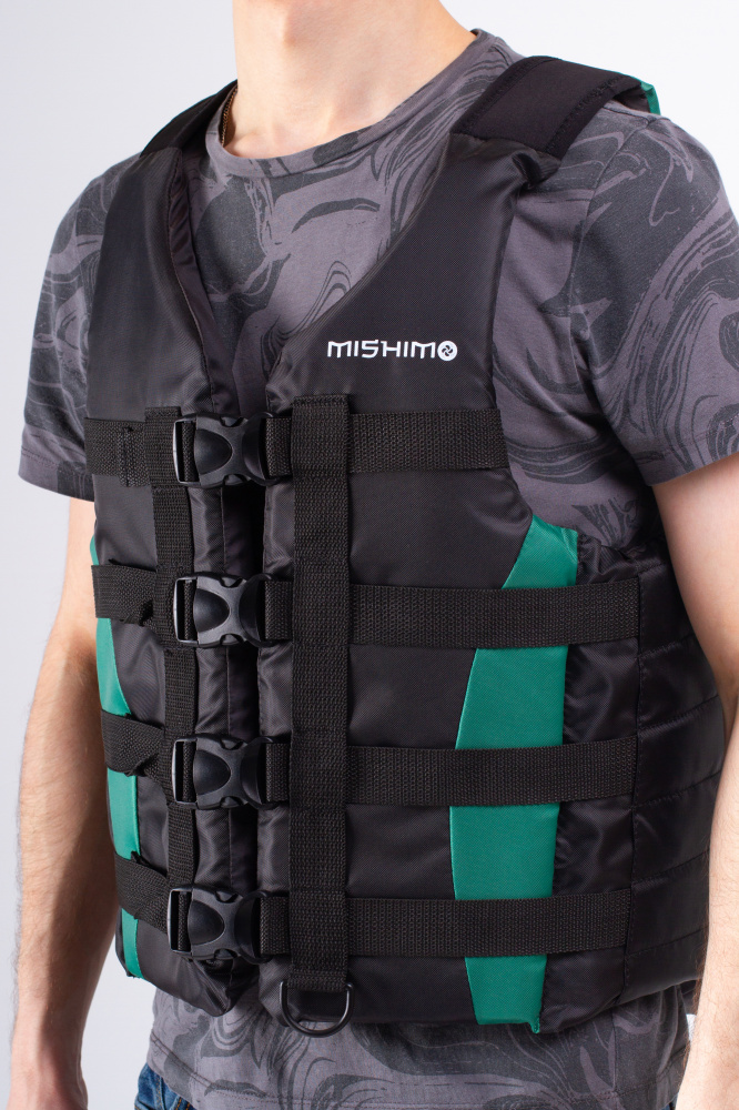 Жилет спасательный MISHIMO PRO Премиум качества Черно-зеленый в Новочеркасске