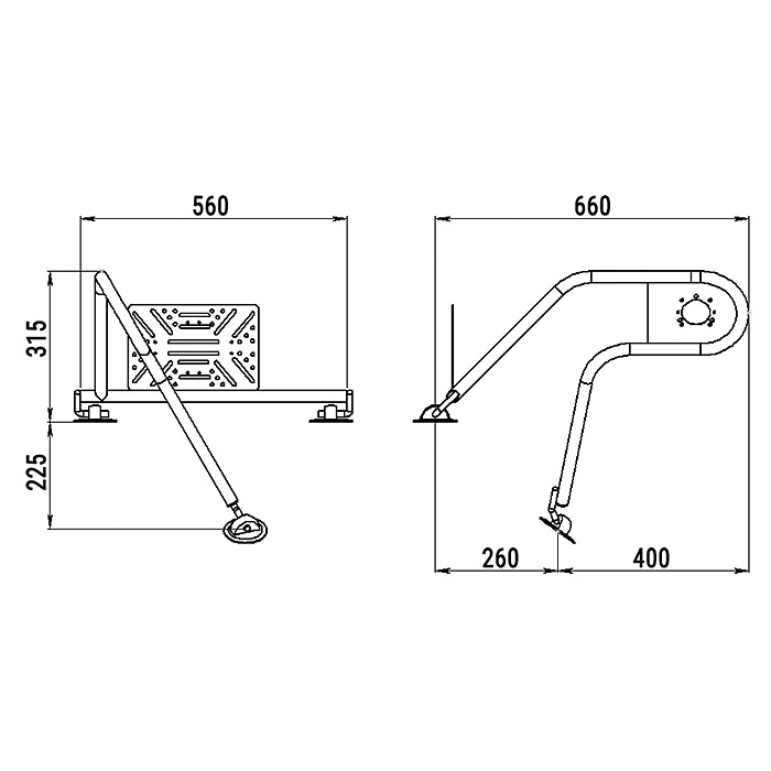 Стойка рулевая с креплением на баллон надувной лодки 25мм в Новочеркасске