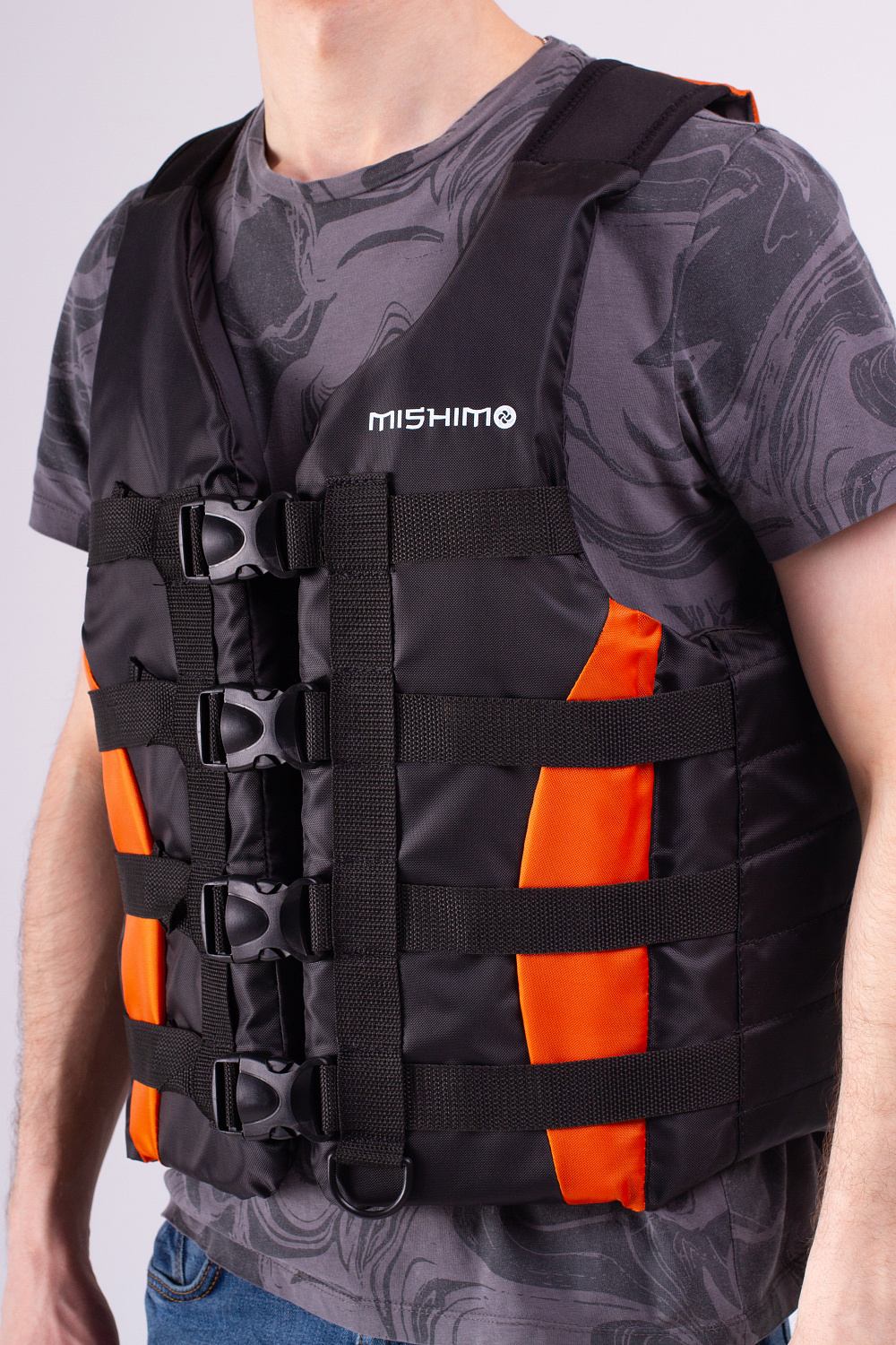 Жилет спасательный MISHIMO PRO Премиум качества Черно-оранжевый в Новочеркасске