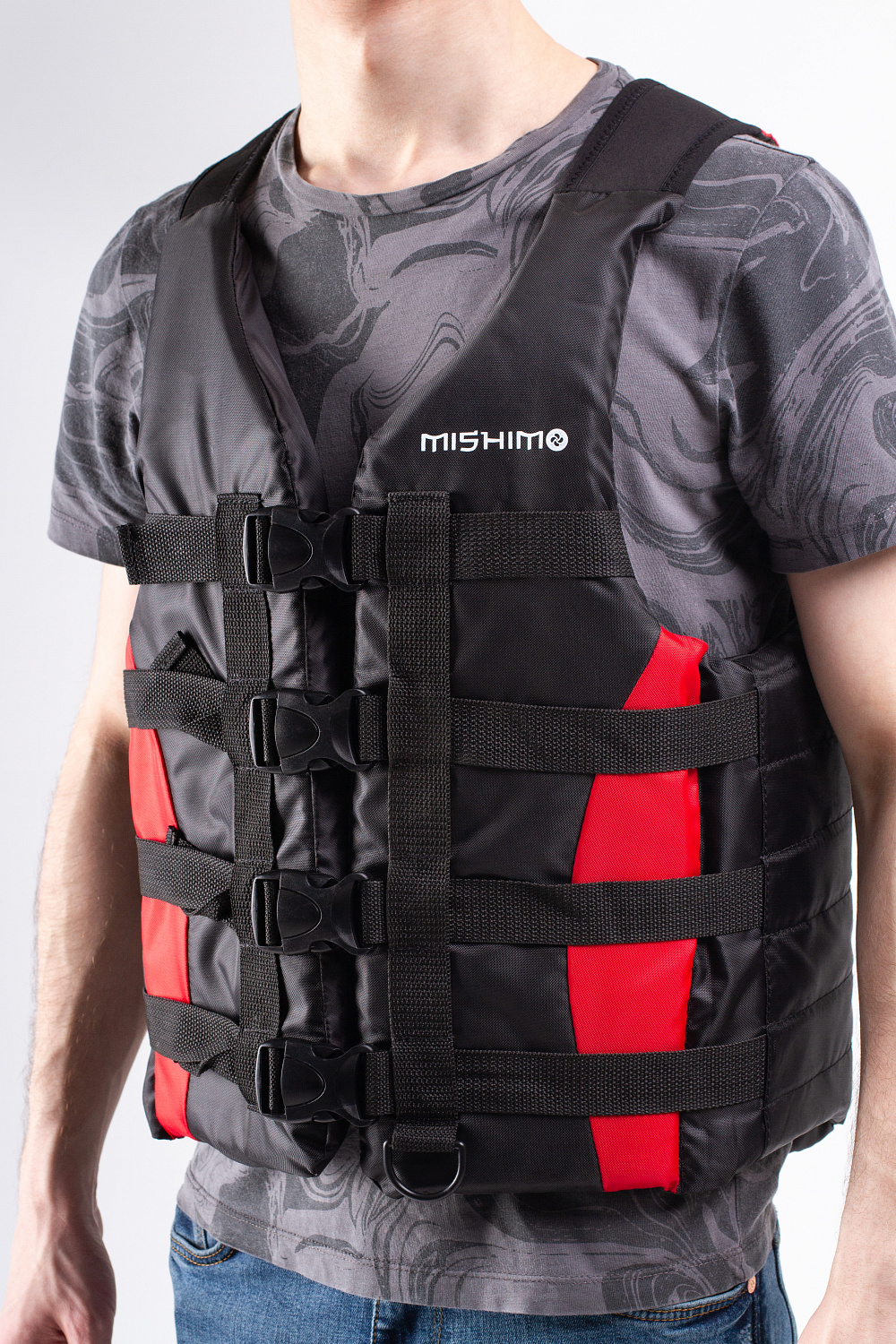 Жилет спасательный MISHIMO PRO Премиум качества Черно-красный в Новочеркасске